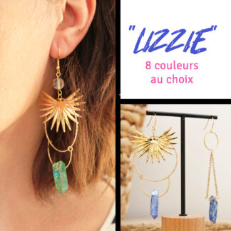 Boucles d'oreilles originales "Lizzie" xl et asymétriques avec quartz by Ma Peste Adorée