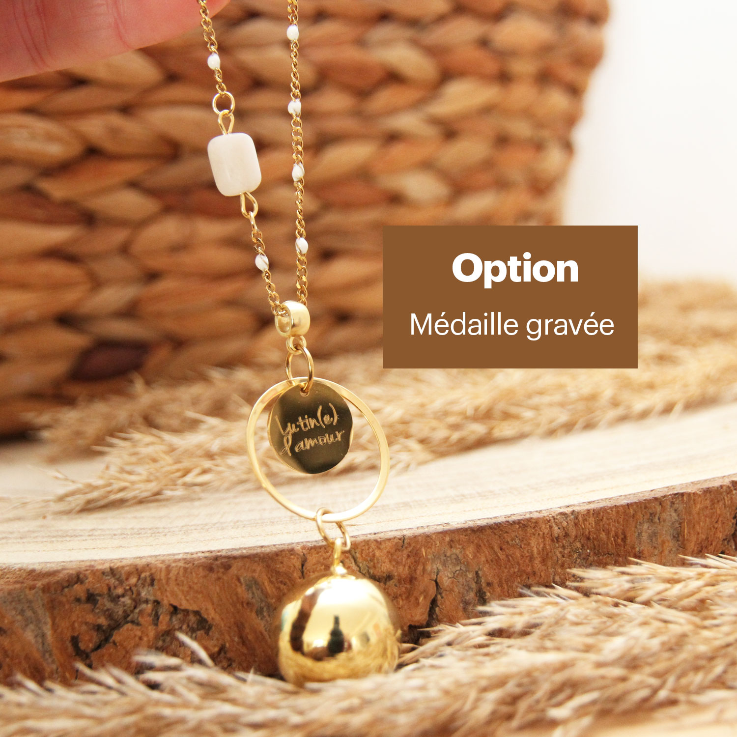 Bola de grossesse avec pierre d'apaisement : la pierre de lune