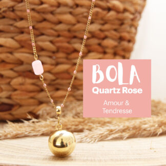 Découvrez le bola de grossesse lithothérapie acier inox et quartz rose