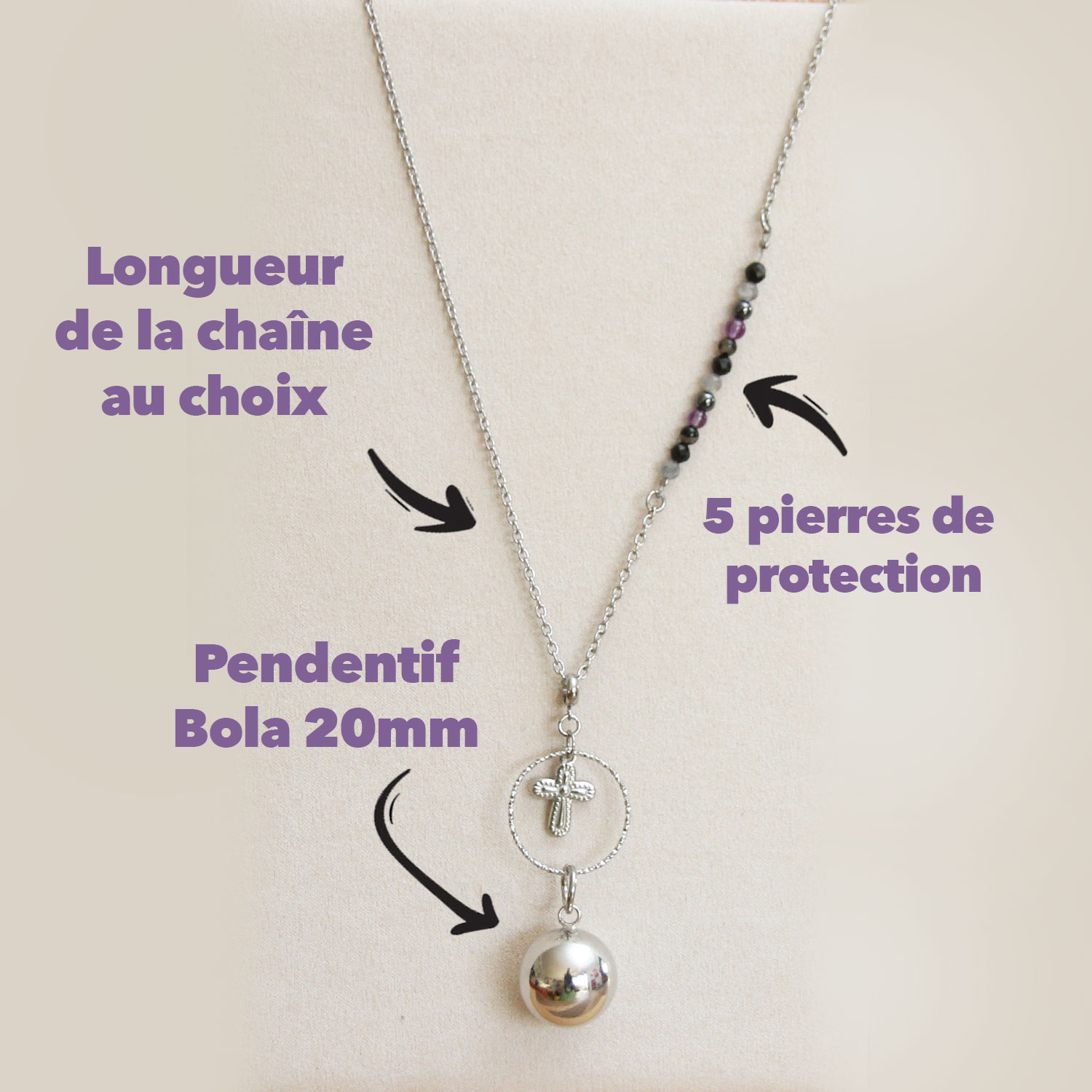 Bola de protection lithothérapie musical 20 mm – doux son carillon pour apaiser bébé