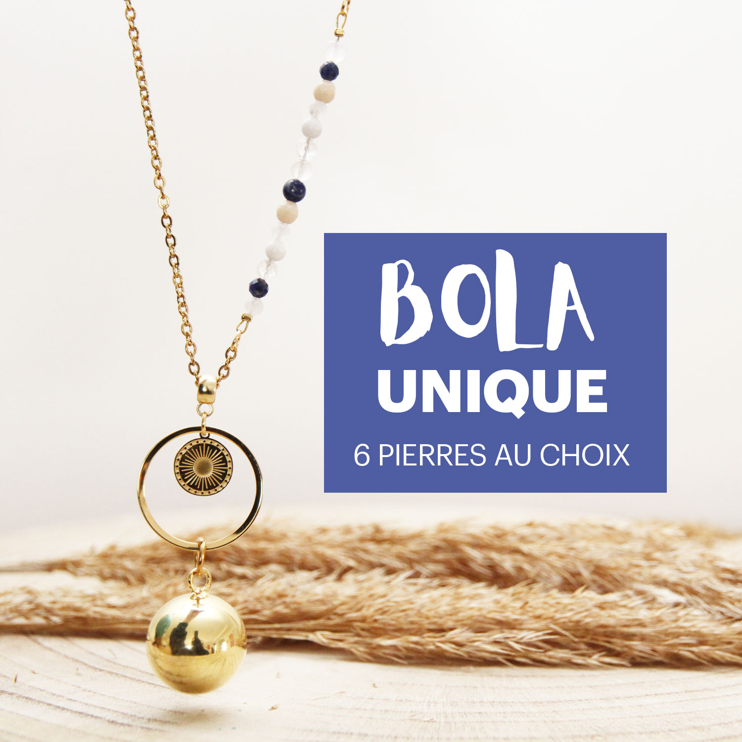 Bola de grossesse lithothérapie avec 6 pierres à choisir parmi la cinquantaine proposée