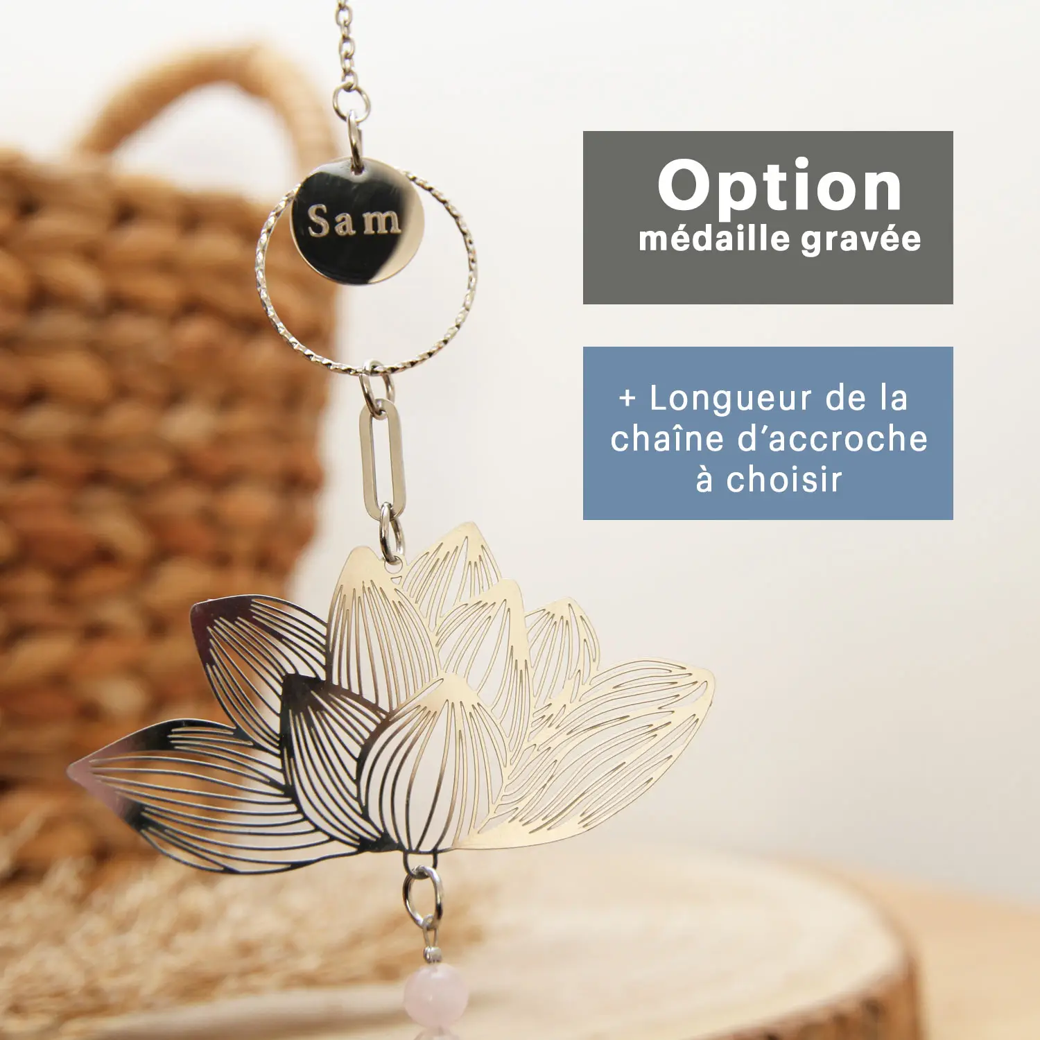 ✨ Suncatcher lithothérapie : compose ton modèle avec 4 pierres naturelles personnalisées (6 mm) et profite des reflets arc-en-ciel au soleil 🌞 Une création artisanale douce et symbolique.