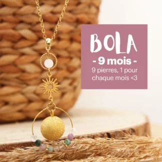 Bola 9 mois – bola de grossesse doré avec quartz rose et étoile polaire pour future maman