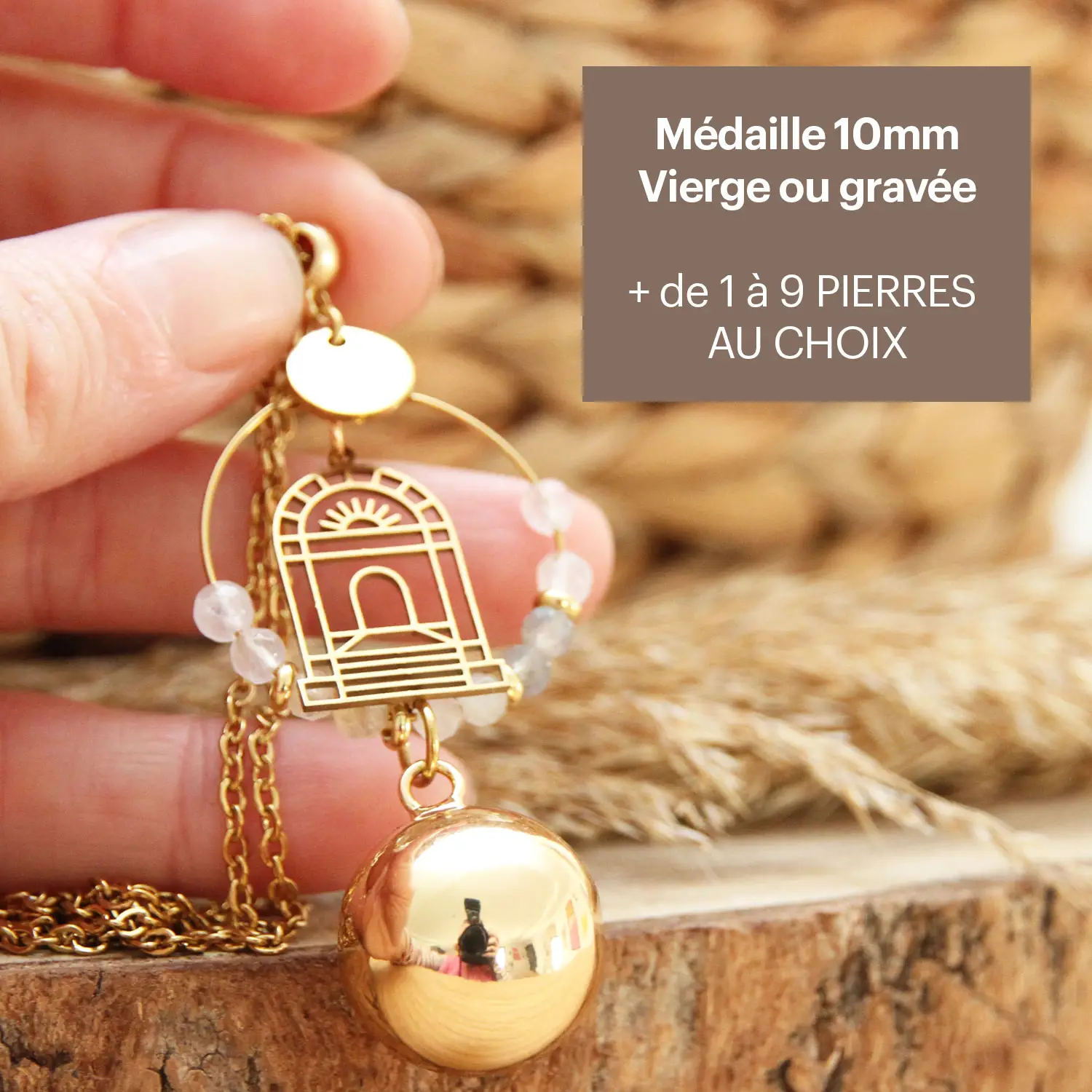 Médaille 10 mm à graver (4 caractères par face) – bola de grossesse Le Passage personnalisable, idée cadeau grossesse