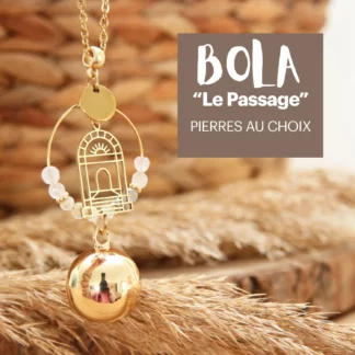 Bola de grossesse Le Passage en acier inoxydable avec pierres naturelles au choix et breloque porte – bijou future maman