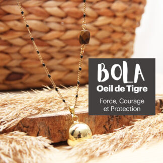 Le bola oeil d tigre est un bola en acier inoxydable réalisé à la main à Carcassonne par Ma Peste Adorée