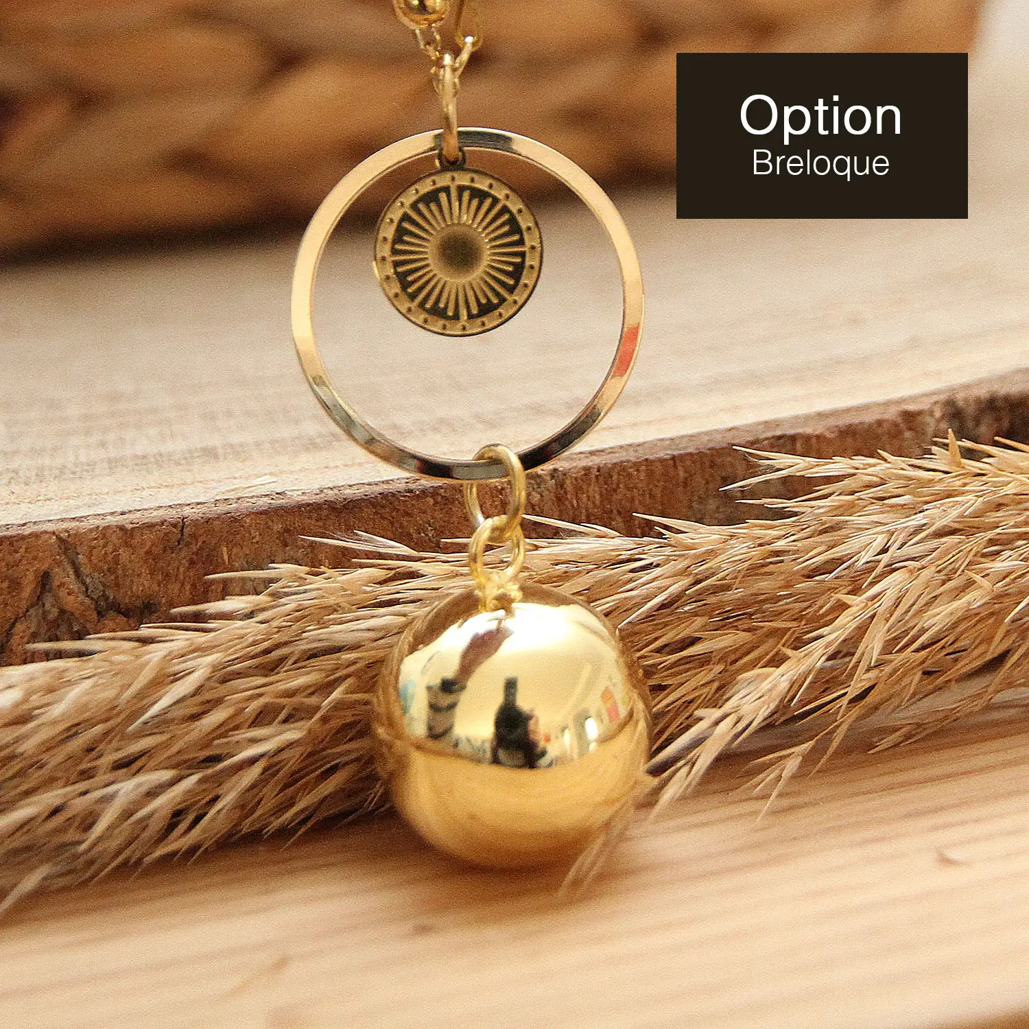 Bola de grossesse plaqué or avec personnalisation avec breloque au choix