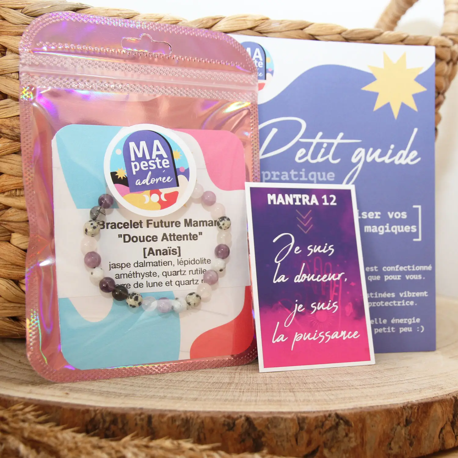 Bracelet grossesse artisanal en pierres naturelles – idée cadeau future maman