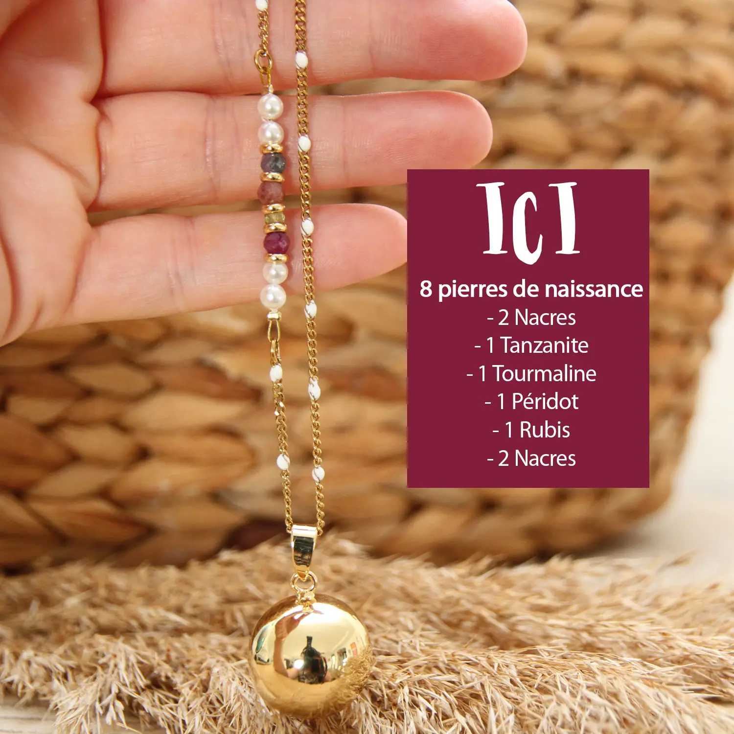 Bola de grossesse avec pierres de naissance créé sur mesure pour vous par Ma Peste Adorée