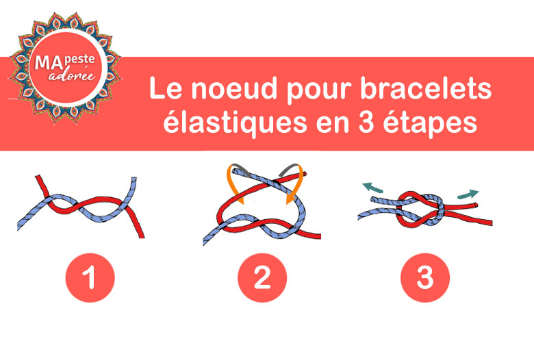 TUTO : Comment faire un NOEUD SOLIDE pour bracelet avec un FIL ÉLASTIQUE en  nylon / silicone 