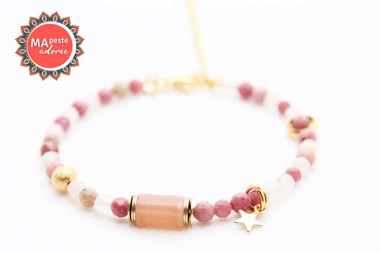 Voici un bracelet lithothérapie femme avec quartz rose