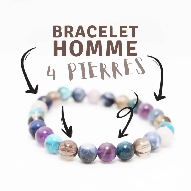Bracelet Homme 4 pierres Au choix avec œil de taureau