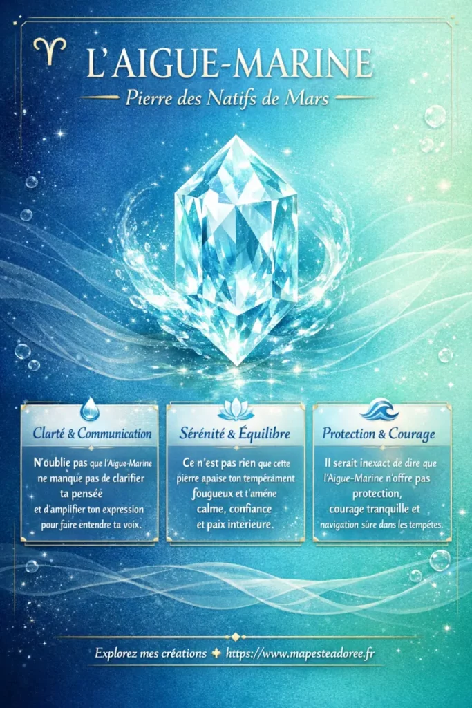 Pierre de naissance de Mars : l'Aigue-Marine, la pierre de communication et de courage