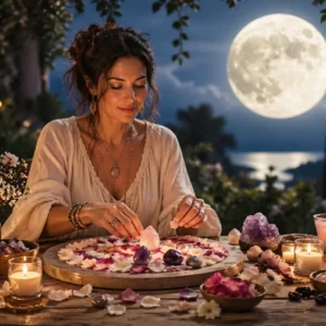 Rituel de la pleine lune des fleurs : comment attirer l’amour et l’abondance avec les pierres naturelles
