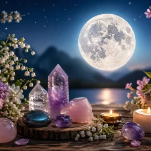 Pleine Lune des Fleurs du 1er mai 2026 : rituels, pierres et sa significations en lithothérapie