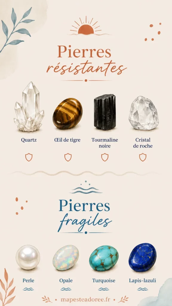 les pierres naturelles qu'on peut porter sans trop s'inquiéter